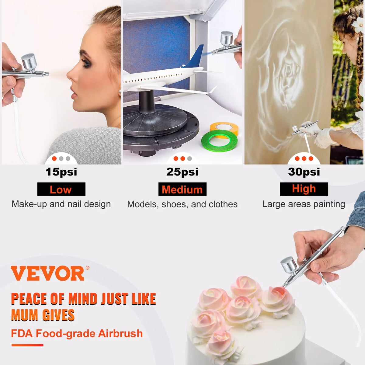Makeup Dual-action w/ with Tattoo Feed Airbrushing Airbrush VEVOR Airbrushes, Airbrush System Kit Art Set Cookie Compressor, Portable Multi-purpose Kit, Gravity Nail