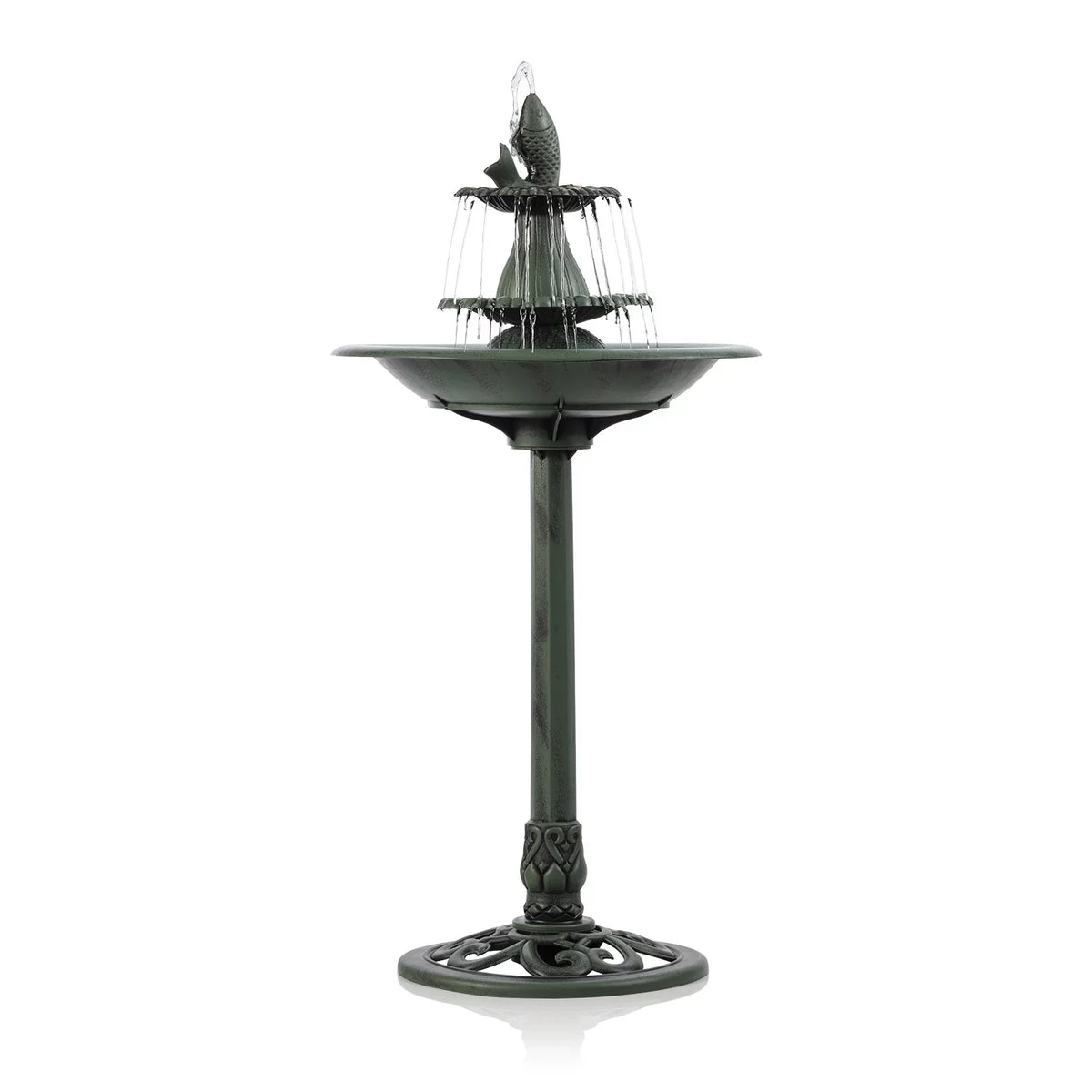 Plastic Green Pedestal Corporation Alpine Bird Fountain Bath, 3-Tier