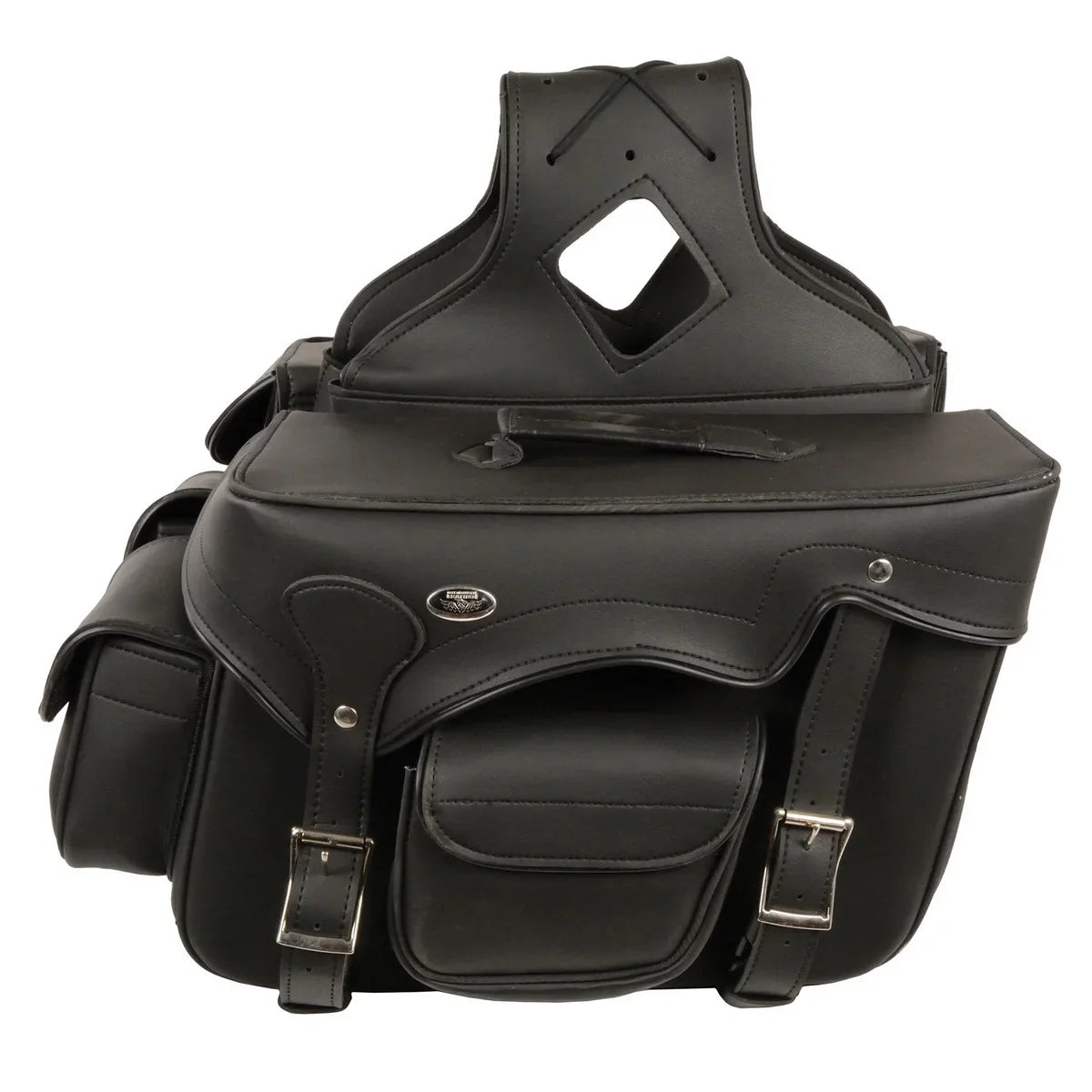 PVC Throw Studded Over Double Pocket Saddlebags Zip-Off Leather SH66602 Motorcycle Milwaukee