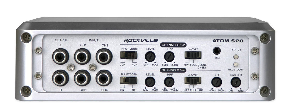 Meter+Mic For Bluetooth Channel 4 Amplifier ATV/UTV w/Volt ATOM Rockville S20