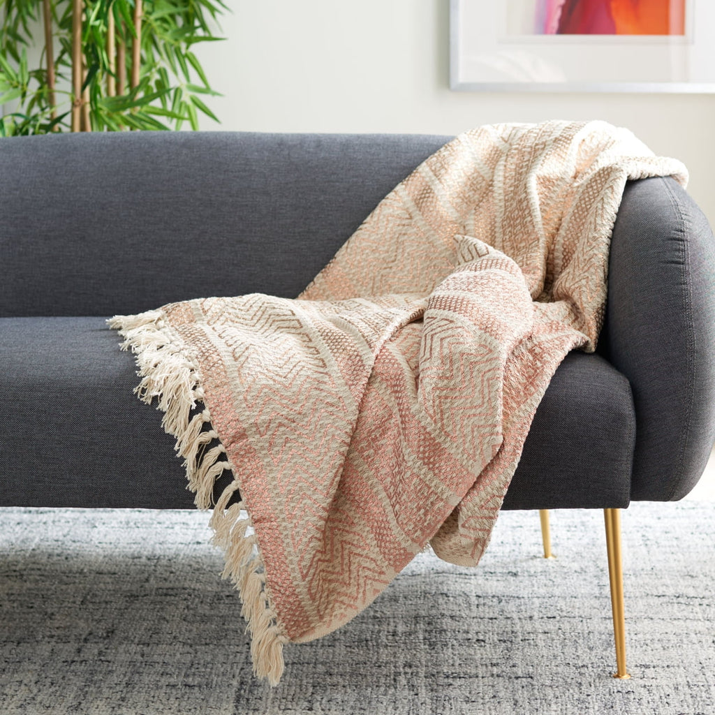Beige/Copper with 60" Striped Throw x Fringe, SAFAVIEH 72", Becks