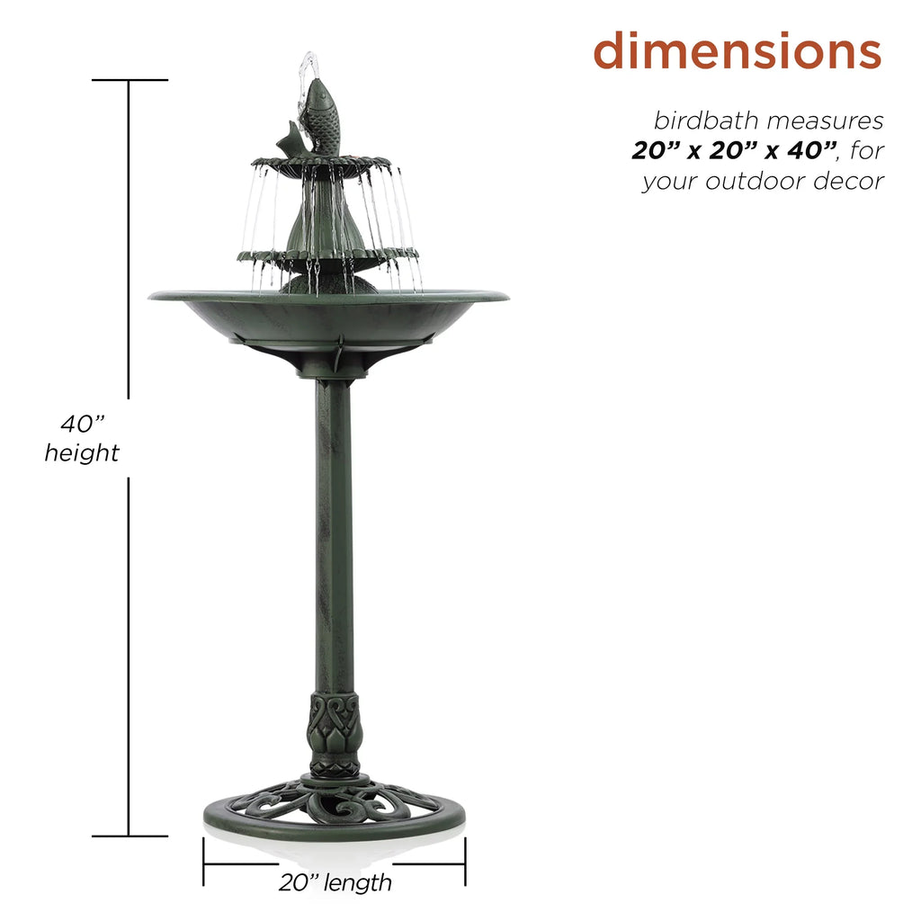 Plastic Green Pedestal Corporation Alpine Bird Fountain Bath, 3-Tier