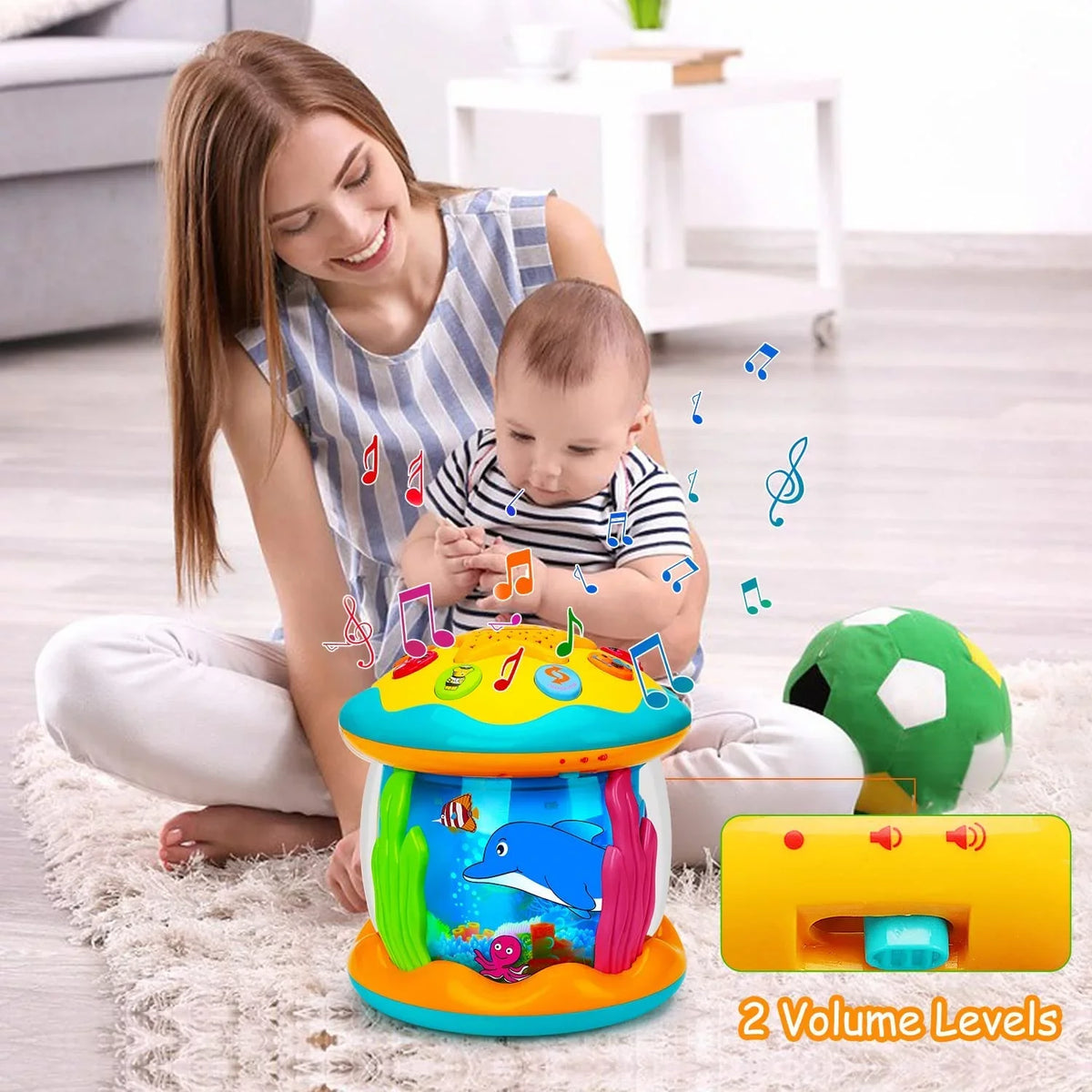 Musical Time to 4 Learning Baby Light Tummy in Toys 12 ISHANTECH Months Toys 6 Ocean Rotating Crawling Projector 1 Up
