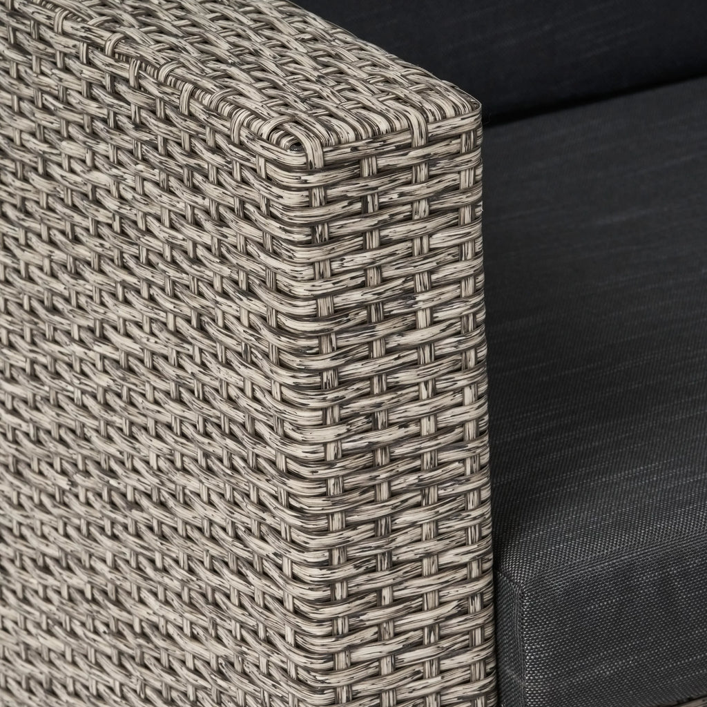 Venice with and Seater Black Mixed Dark Wicker 4 Sofa Sectional GDF Outdoor Cushions, Studio Gray