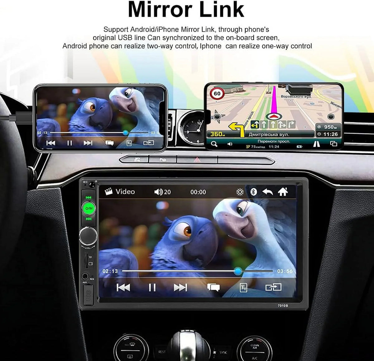 7 Car HD Stereo radio with DIN car Camera/ /FM /TF Rear Bluetooth Inch /Video View Touch Link /USB /Car player Car Audio MP5 /AUX Screen 2 MP4 Mirror