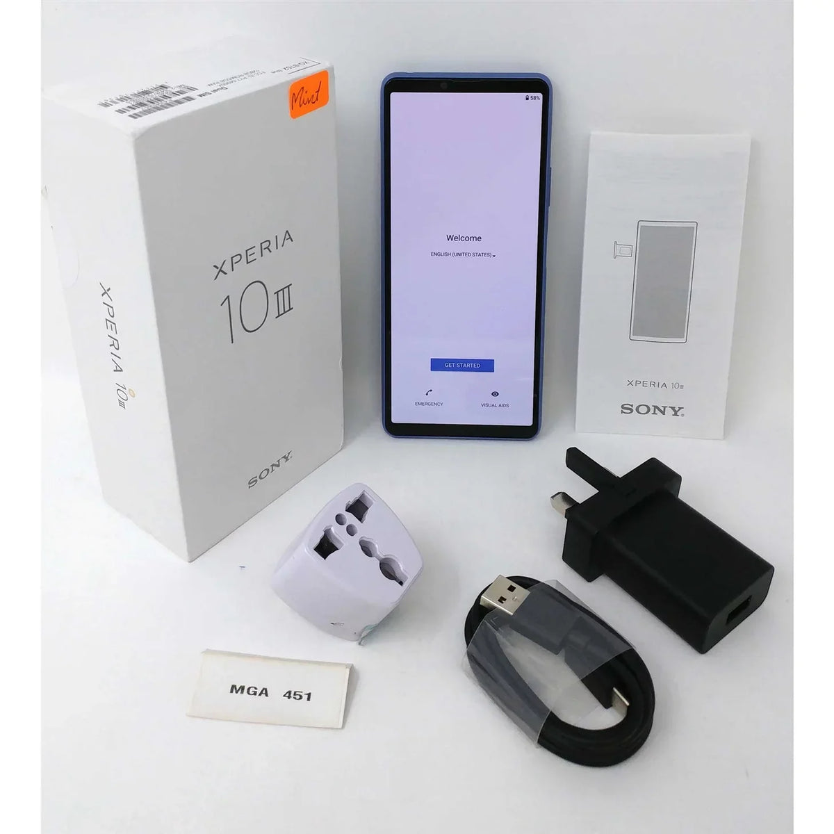 10 Pre-Owned New) XQ-BT52 5G (Like RAM 6GB Xperia III Factory Smartphone - GSM Sony Blue Unlocked 128GB