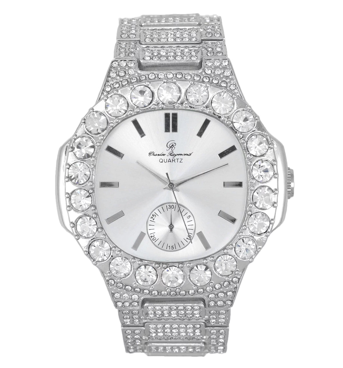 Choice!! King. Oblong Your Your (Silver Baguette Diamonds Metal Oversized Diamonds Watch ST10316CE Bigger - Style!! Mens Luxurious Better Out or Silver) for - The Bling-ed is