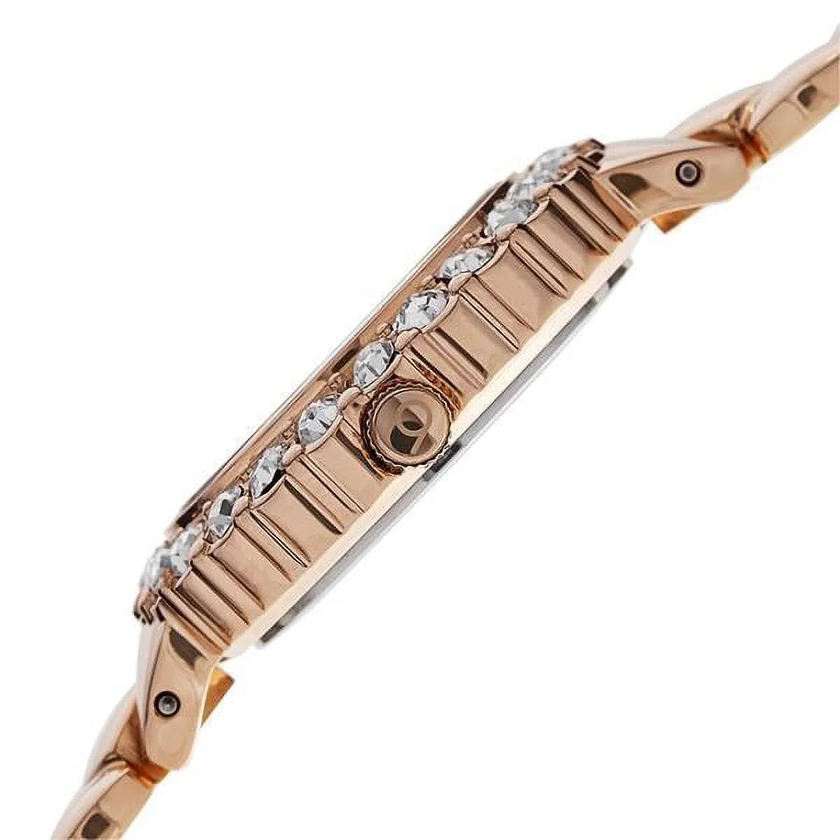 White Gold and with Crystal Bracelet BUR113RG Rose Rose Accented Women's Quartz Gold Mother Dial Watch Swiss Pearl of