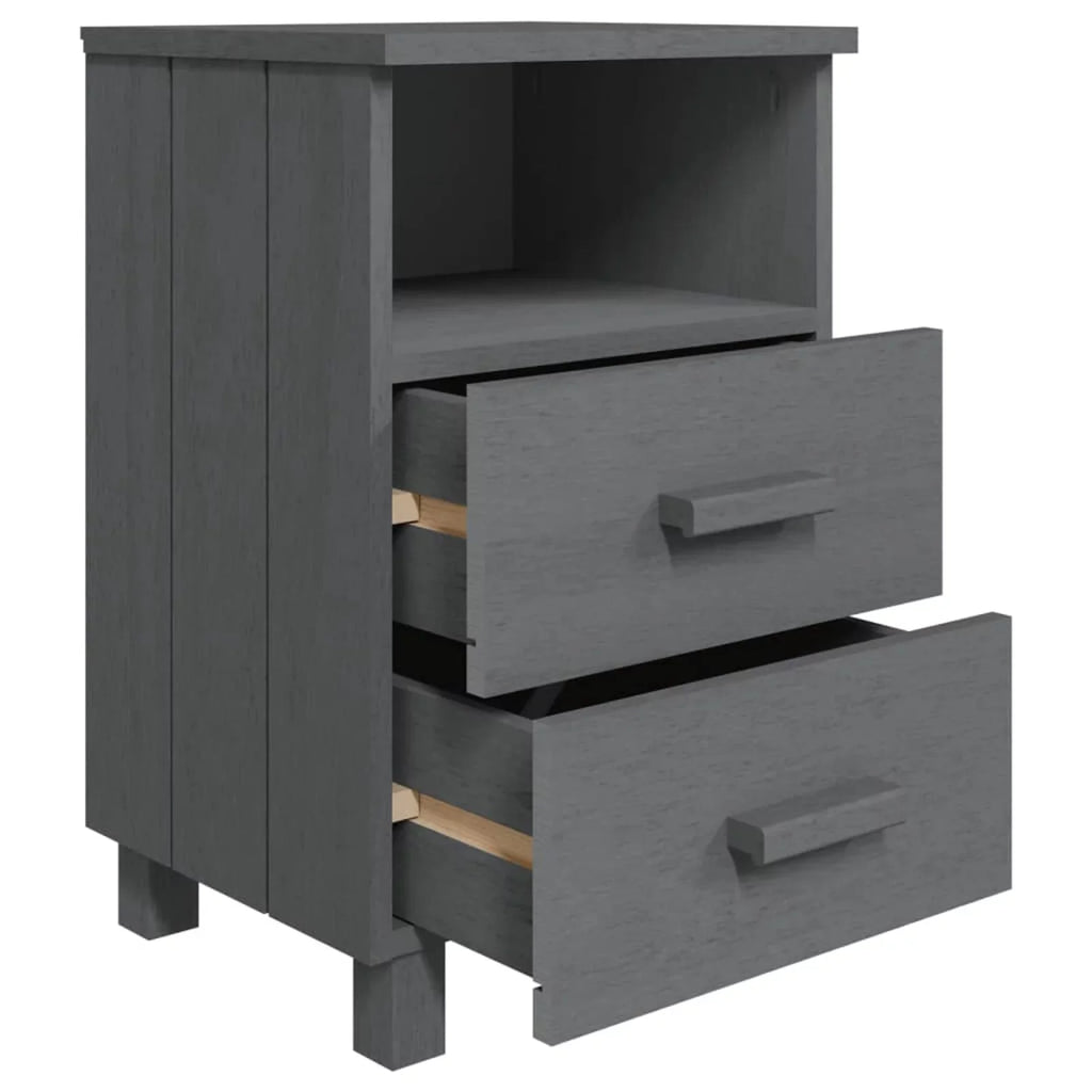 Wood pcs 15.7"x13.8"x24.4" Gray 2 Bedside Irfora Dark Solid Cabinets HAMAR