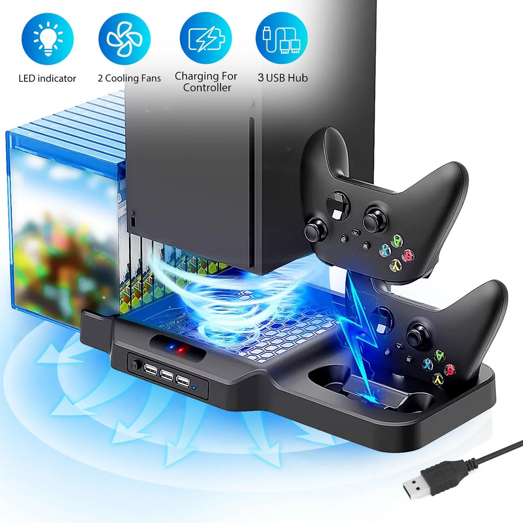 2 for S/X Disc Fit 11 for Game with Fit Vertical Dock Fast Charging Cooling EEEkit 3 Xbox Slots X/S with Ports, Station Controller USB Xbox Series Fans, Series Stand Dual