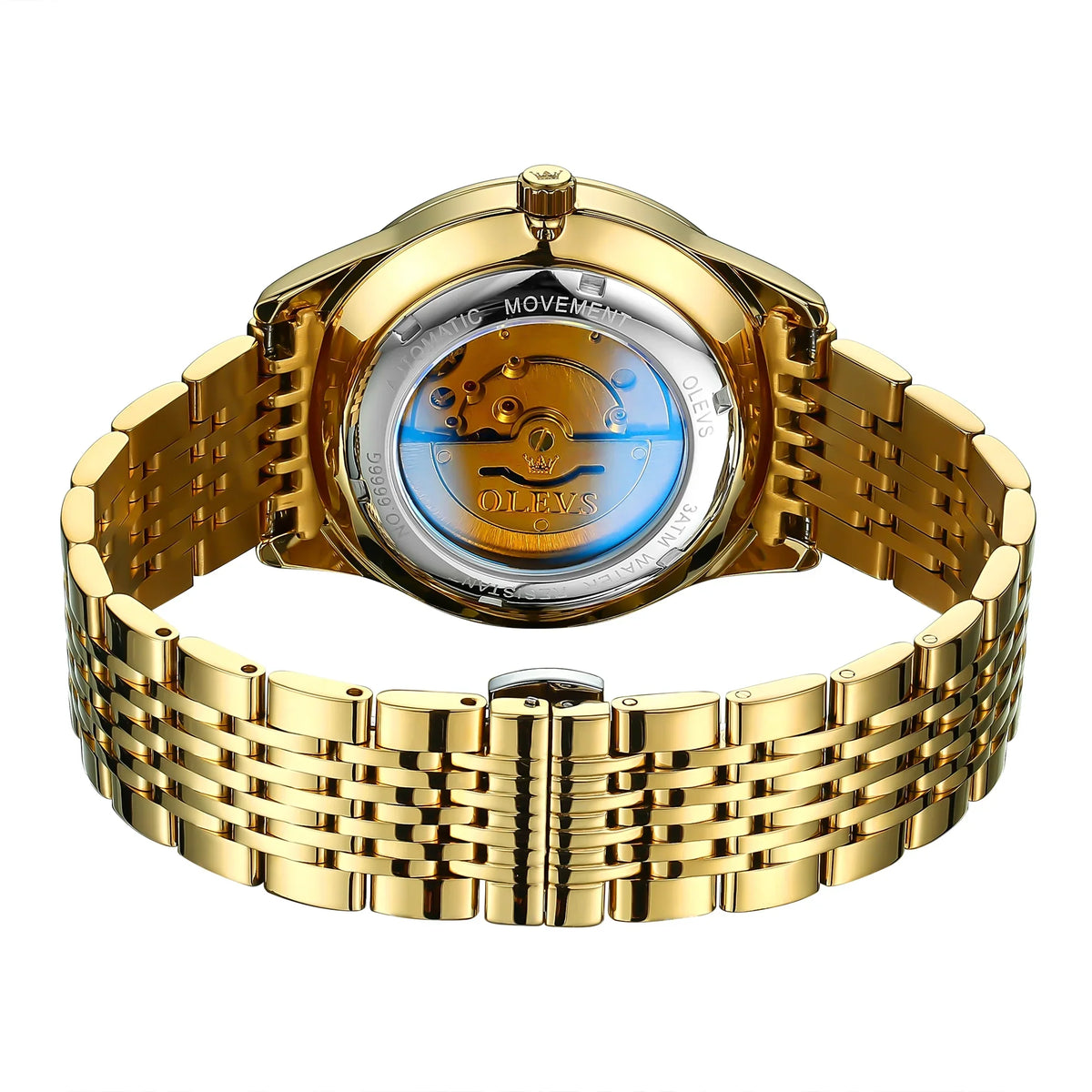 Winding Large Self Para Face Men Wristwatch for Gifts OLEVS Hombre, Numerals Dial Waterproof Easy Adult for Watch Male Reader Reloj Men, Gold Arabic