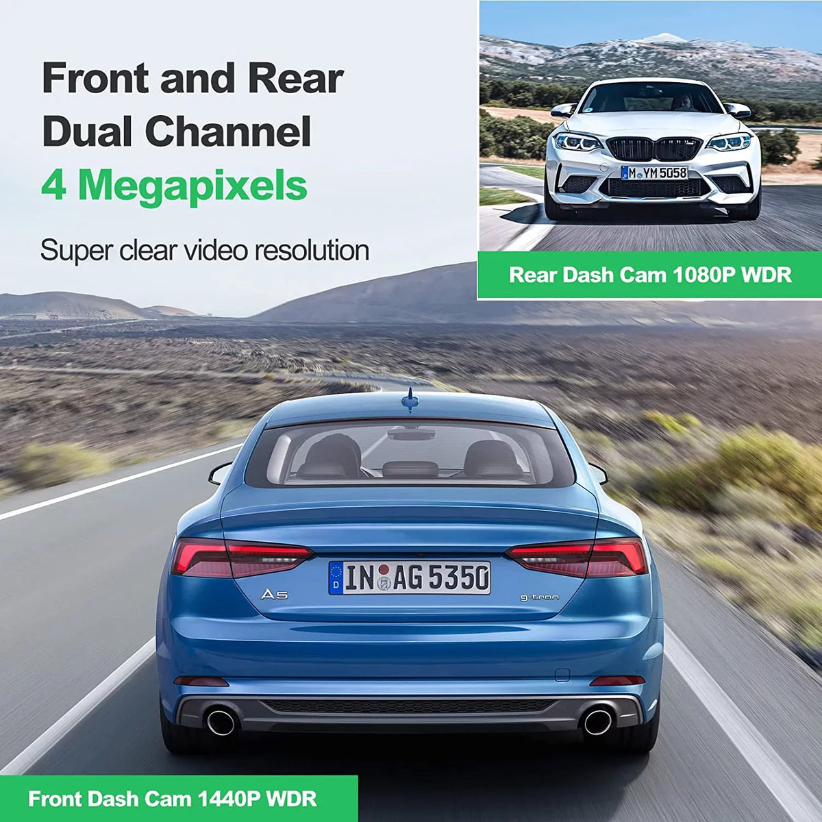 Magnetic WiFi Dual Mode, Front and Record Dam, G-Sensor, App Built-in Dash Night Super Control, Dash D32 Cars Accident Camera Cam Rear, for Mount, Yeecore 2.5K+1080P Parking Portable Vision, GPS, Dash