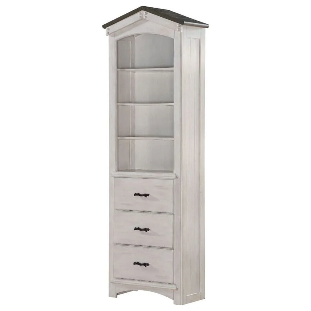 Tree ACME House Bookcase Weathered Gray in and White Washed Cabinet