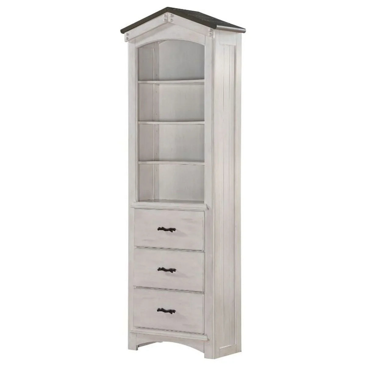 Tree ACME House Bookcase Weathered Gray in and White Washed Cabinet