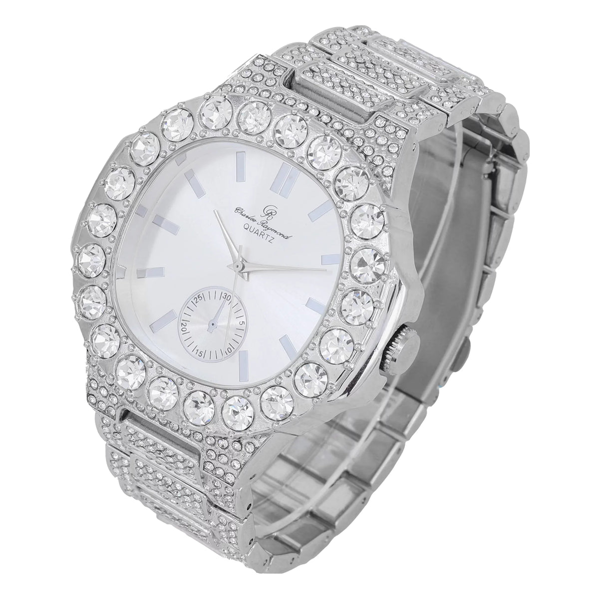 Choice!! King. Oblong Your Your (Silver Baguette Diamonds Metal Oversized Diamonds Watch ST10316CE Bigger - Style!! Mens Luxurious Better Out or Silver) for - The Bling-ed is