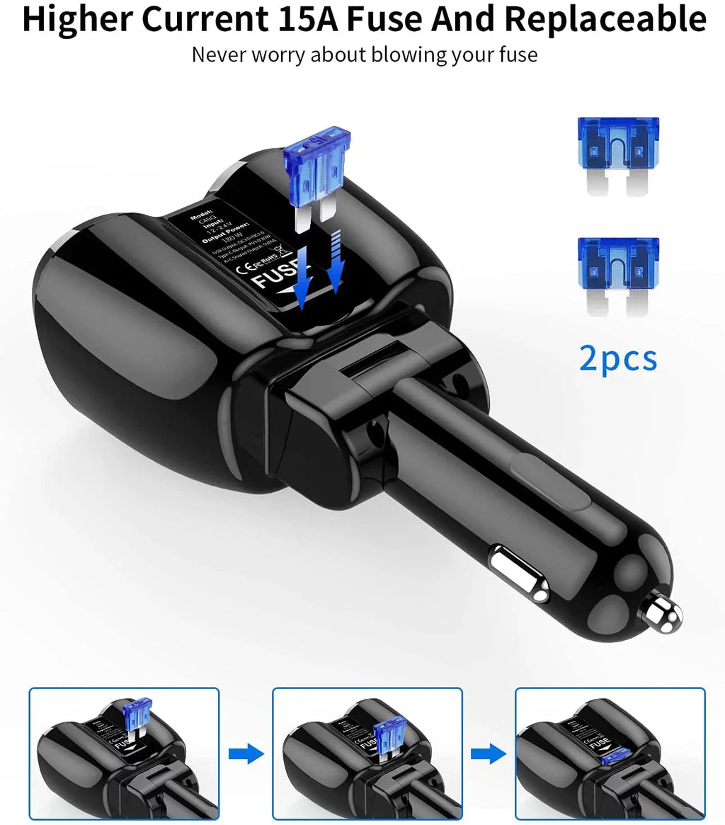 PD Splitter Lighter Pro for ette SUPERONE GPS/Dash Charger C ?Upgraded? 2-Socket Car Max/13/12/11 180W QC3.0 ette and USB Lighter Cam/Laptop/iPad/iPhone Splitter, with 13 Dual 20W Adapter