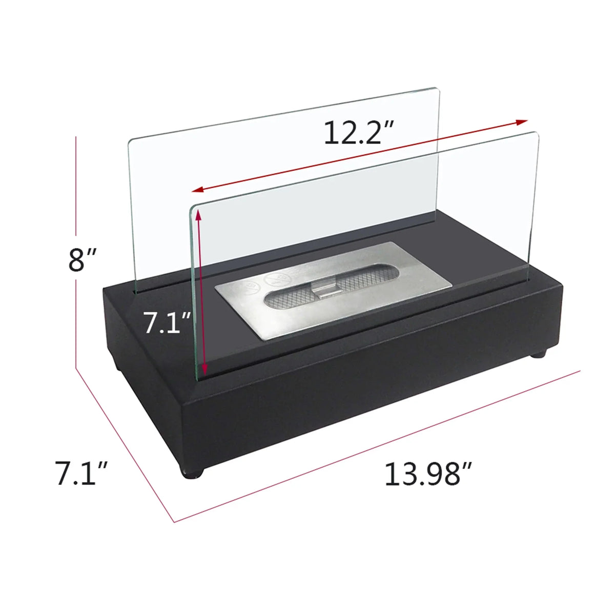 x 7.1'' Metal 8''H Bio x Ethanol Outdoor Flame Guard Skypatio Fireplace 13.98''L Tabletop Ventless with W