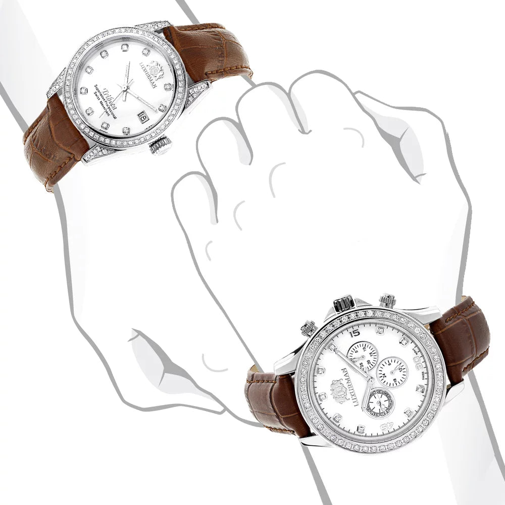 Watches Gold White His Matching Plated Hers Watches and MOP Diamond