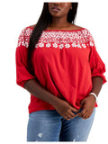 Top Size Shoulder Hilfiger The Off Red 3X Women's Embroidered Tommy
