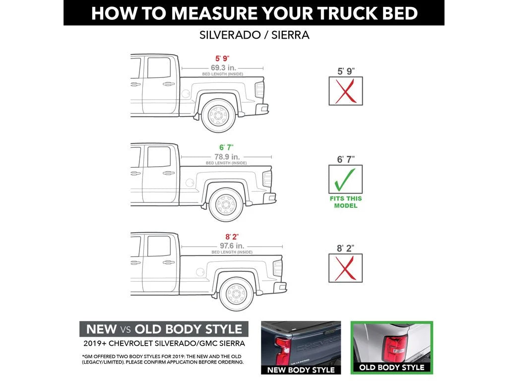Truck (78.9") 1500 | Gator | 2014 Cover by Limited RealTruck Hard Chevy/GMC EFX 6' with Compatible Ltd/Lgcy Bed 2019 2018, Tonneau Silverado/Sierra - GC14019 Tri-Fold Bed 7"