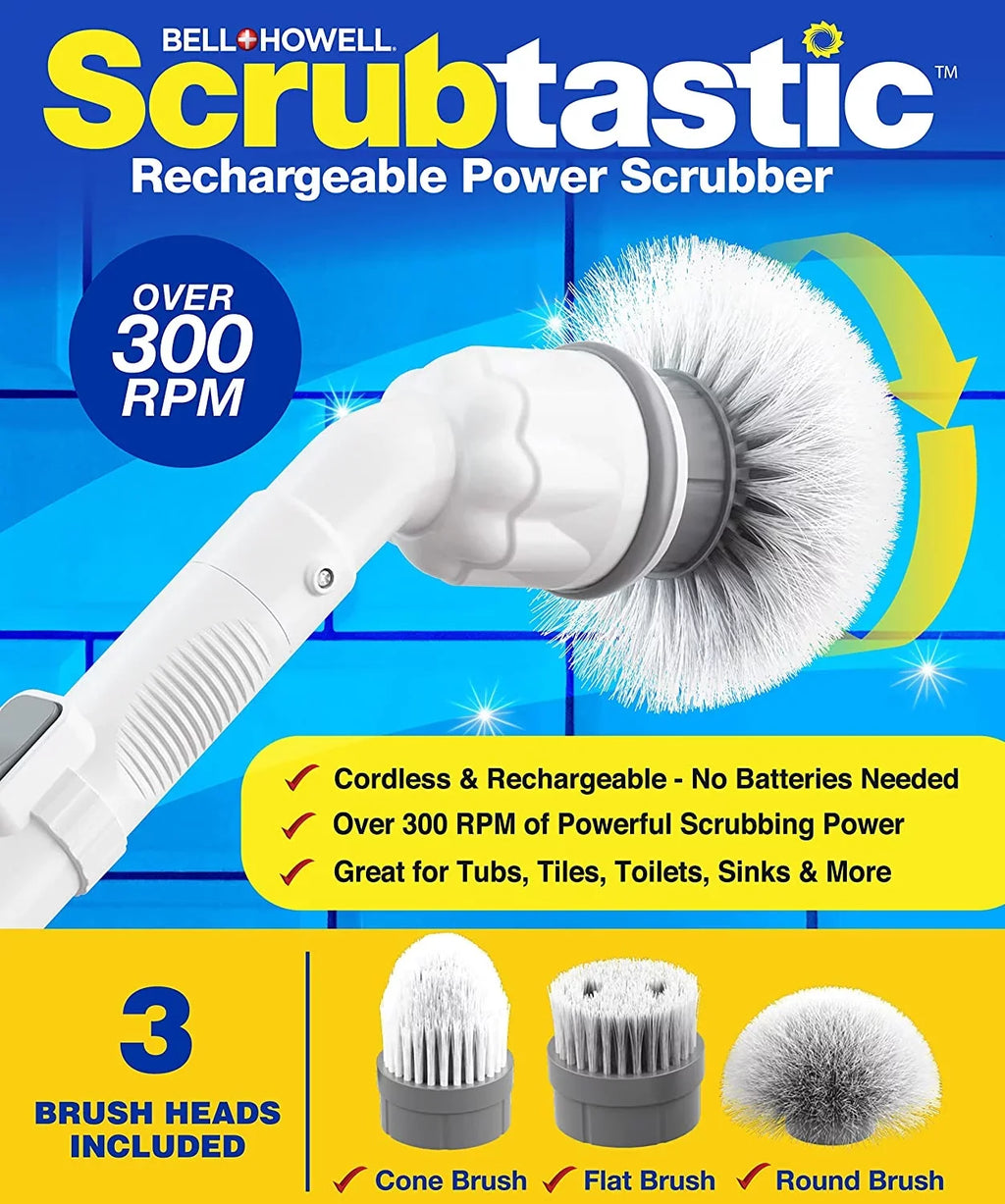 Scrubber Spin Surface Cleaner, Pack and & Brush 1 Multi-Purpose Heads Electric Scrubber Scrubber Scrubtastic 3