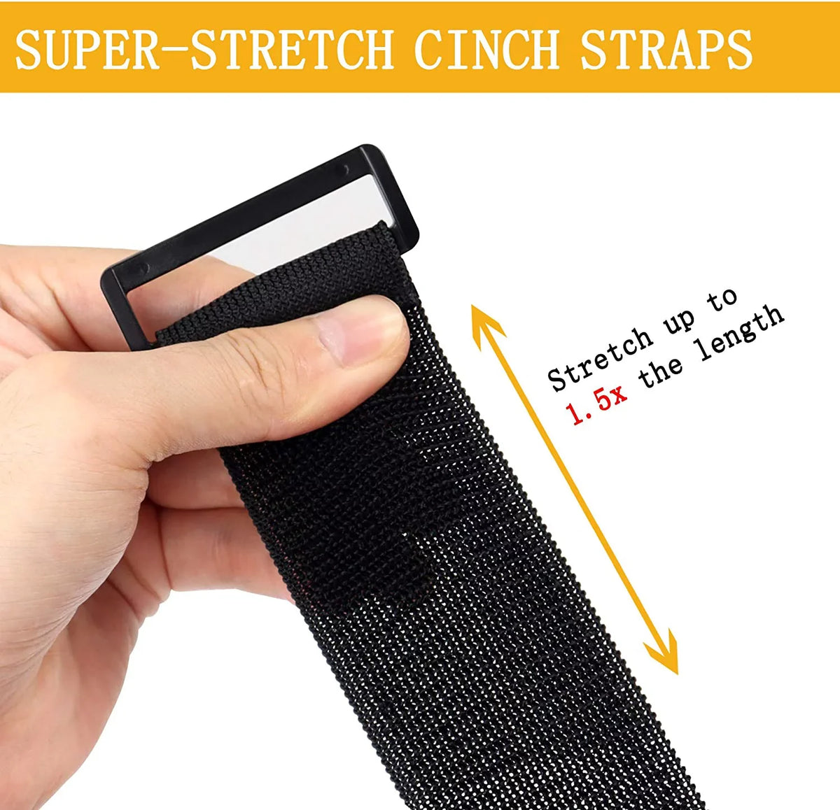 Elastic Cord, Storage and Rope for Cord Strap Hook Pack) 12" Extension Cable, Straps, Wrap, Cinch x 2" (8 Loop