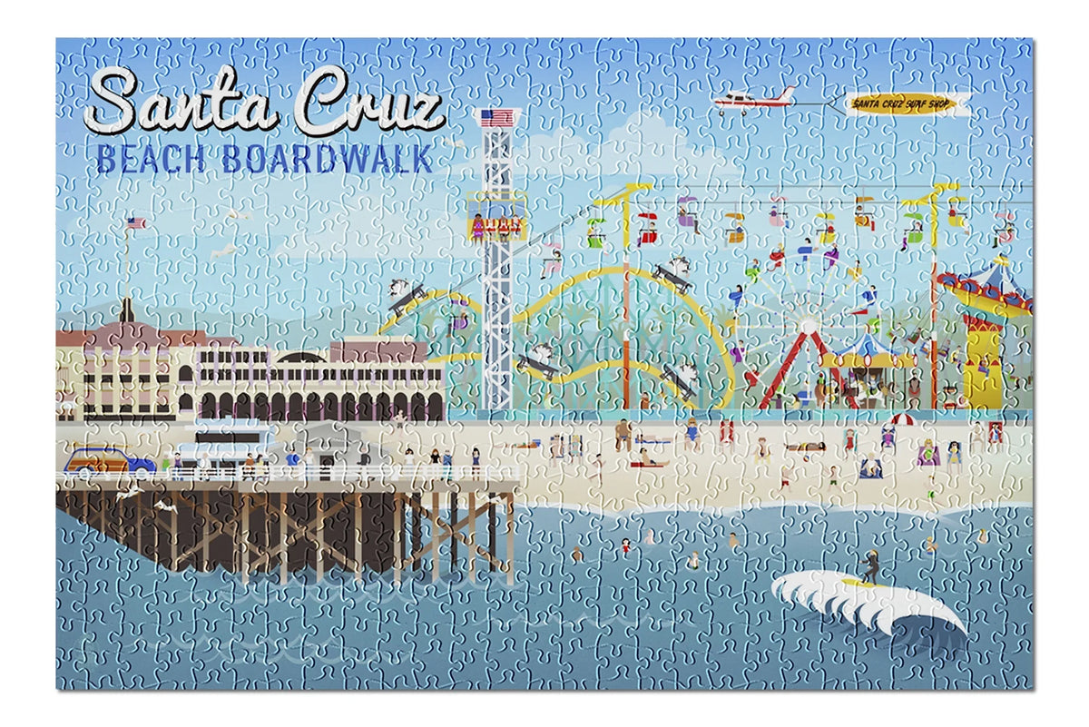 Adults Family, Scene USA) Piece in inches, Premium Cruz, California, Made and Retro Santa (19x27 500 for Puzzle Jigsaw