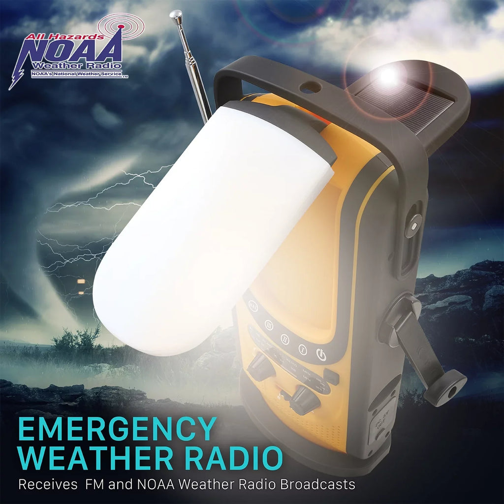 Emergency (Model Light, 6,000mAh Alarm Crank for Charging, Reading A7) & SOS & FM/NOAA Alert, Weather Charger Power Lantern with FosPower Radio Solar Outdoors Bank & Hand Weather Camping