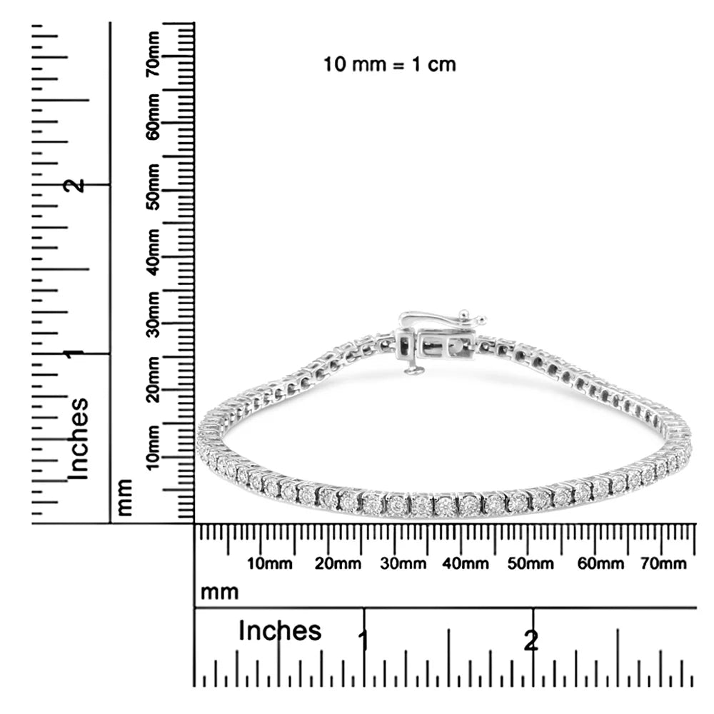 Set Clarity) VS2-SI1 Diamond Miracle (F-G White Cttw Size Bracelet Round-Cut 1.0 14K Lab Color, Gold Tennis Illusion 7" Grown