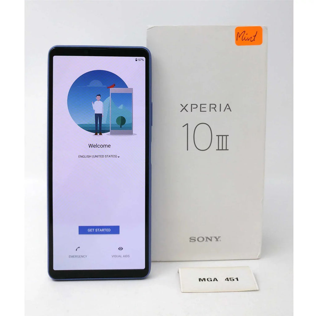 10 Pre-Owned New) XQ-BT52 5G (Like RAM 6GB Xperia III Factory Smartphone - GSM Sony Blue Unlocked 128GB