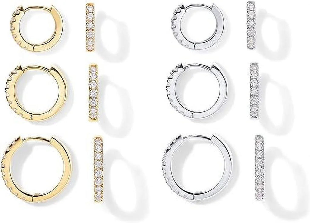 12mm Mini Helix Hoop Post, PAVOI Cartilage 18K Earrings Small Pairs Hoop 8mm | and 925 White for 10mm Pack 6 Silver Plated Huggie Women Gold Yellow Gold Pack Set Sterling Men