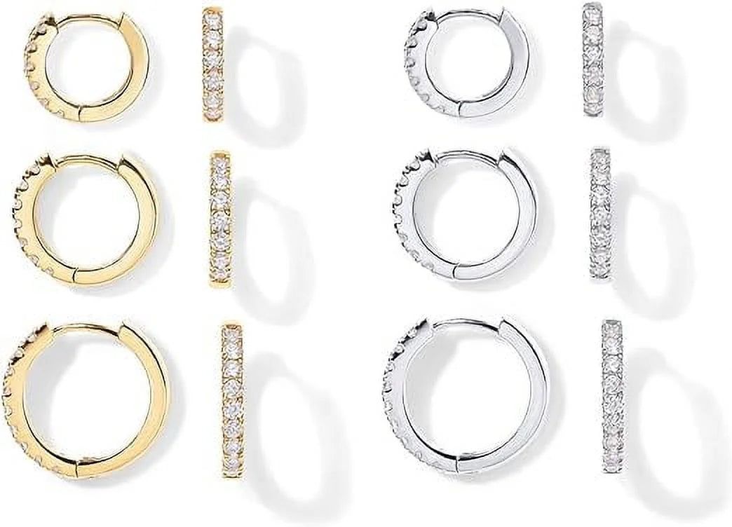 12mm Mini Helix Hoop Post, PAVOI Cartilage 18K Earrings Small Pairs Hoop 8mm | and 925 White for 10mm Pack 6 Silver Plated Huggie Women Gold Yellow Gold Pack Set Sterling Men