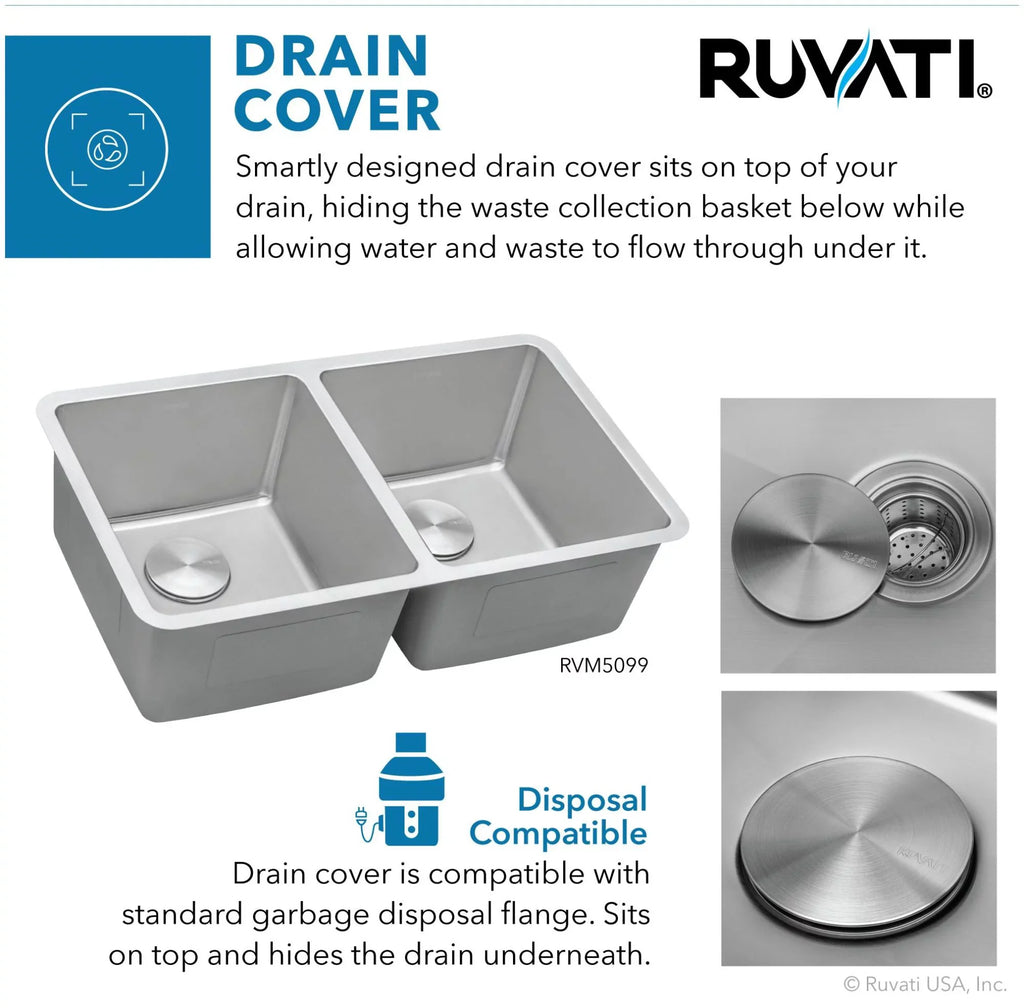Steel RVM5099 31 USA Stainless Bowl Gauge Kitchen Undermount Ruvati Double 50-50 Sink 16 in.