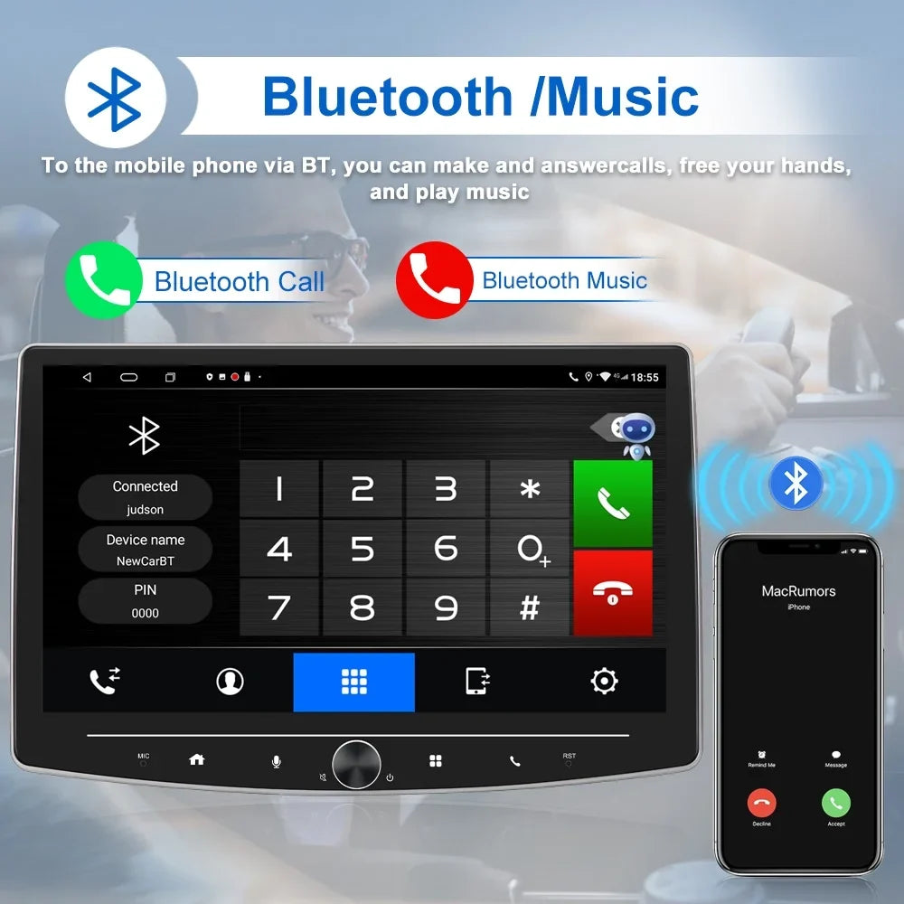 1 Player Android Car Radio Touch Receiver USB USB Carplay with Audio 10 Single Multimedia Camera Screen Din Mirror Stereo HD Link Reversing Bluetooth AHD Inch FM Apple Auto including