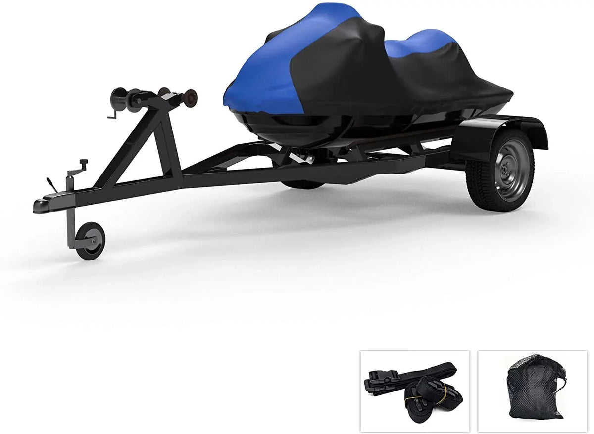 Weather Weatherproof Rain, Straps - Ski - Wave - More! Runner Bag - 800 Trailerable Color Protects Sun, Trailer for Covers All 2002-2004 Blue/Black Yamaha and Jet Includes and XLT Storage from