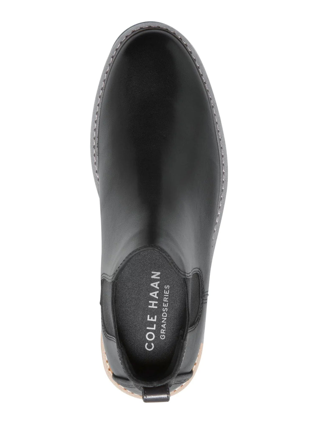 Go-to COLE GRANDSERIES Chelsea M Toe 10.5 Cushioned HAAN Block Round Black Mens Pull Leather Heel Goring Tab