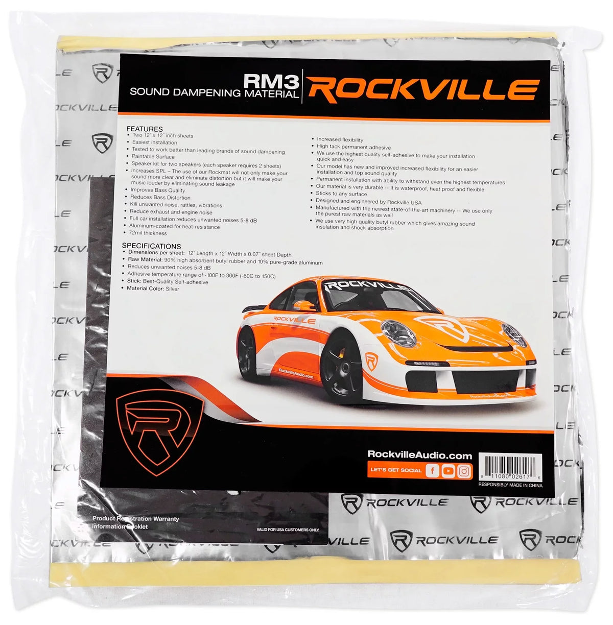 270 Speakers+Rockmat DB402 Watt Audio Car Polk ATV/Motorcycle/Boat Audio (2) 4"