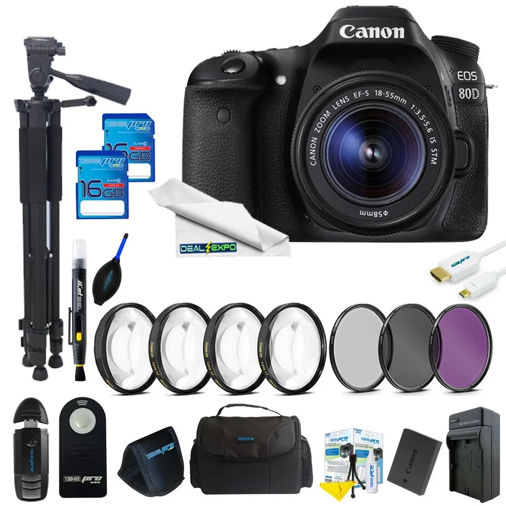Expo Advanced + Canon Camera DSLR 16GB with Lens Kit 80D EOS 18-55mm