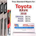 (Set Wiper Toyota RAV4 Blades 2018 of w/Rear 3) Wiper