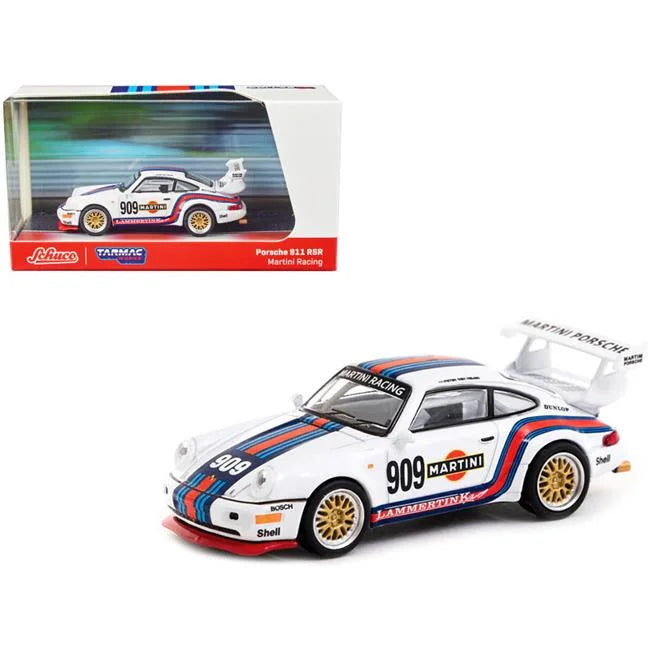 Porsche 1-64 RSR 911 White Martini with Stripes Model Scale Car Series Collab64 No.909 Diecast Racing