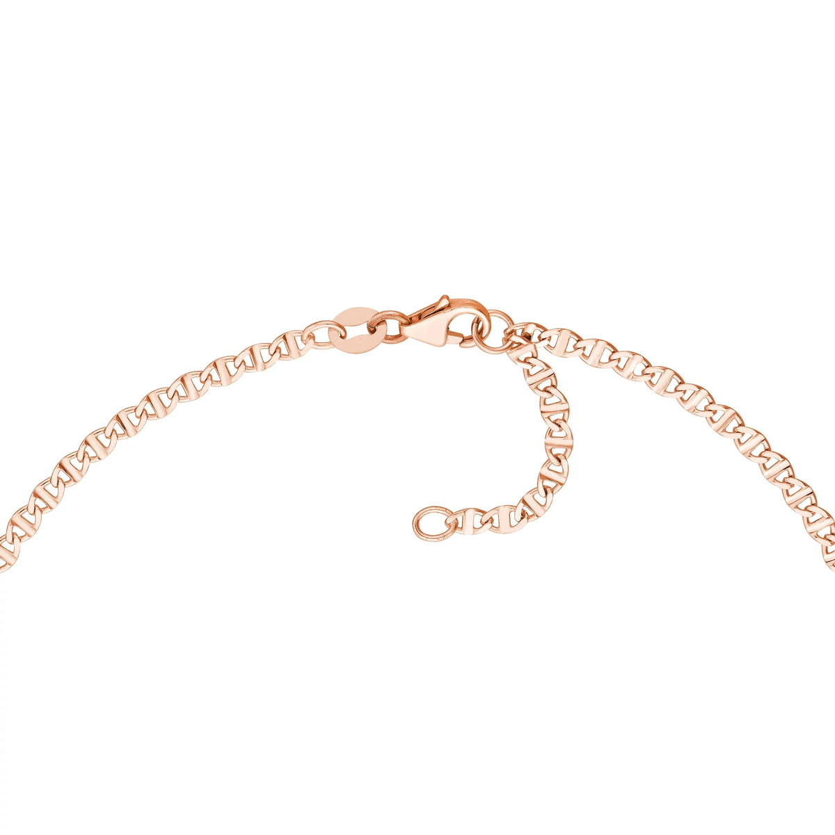 2.20mm 14K Gold Women's Flat Link 9"-10" Mariner Adjustable Anklet Rose