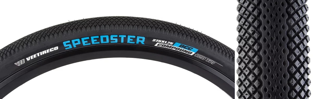 Black/Blk Tubeless TPI Vee 50 Tire Rubber 27.5x1.75 Speedster EBike Reflective &
