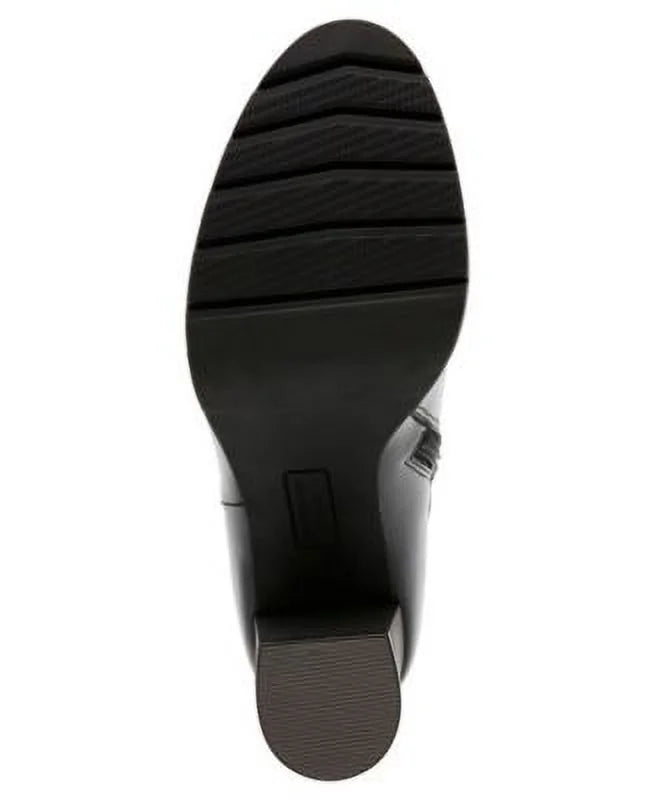 ANNE Cushioned Heel Accent Round Womens Booties M Heidi 6 Toe KLEIN Black Buckle Dress Zip-Up Block