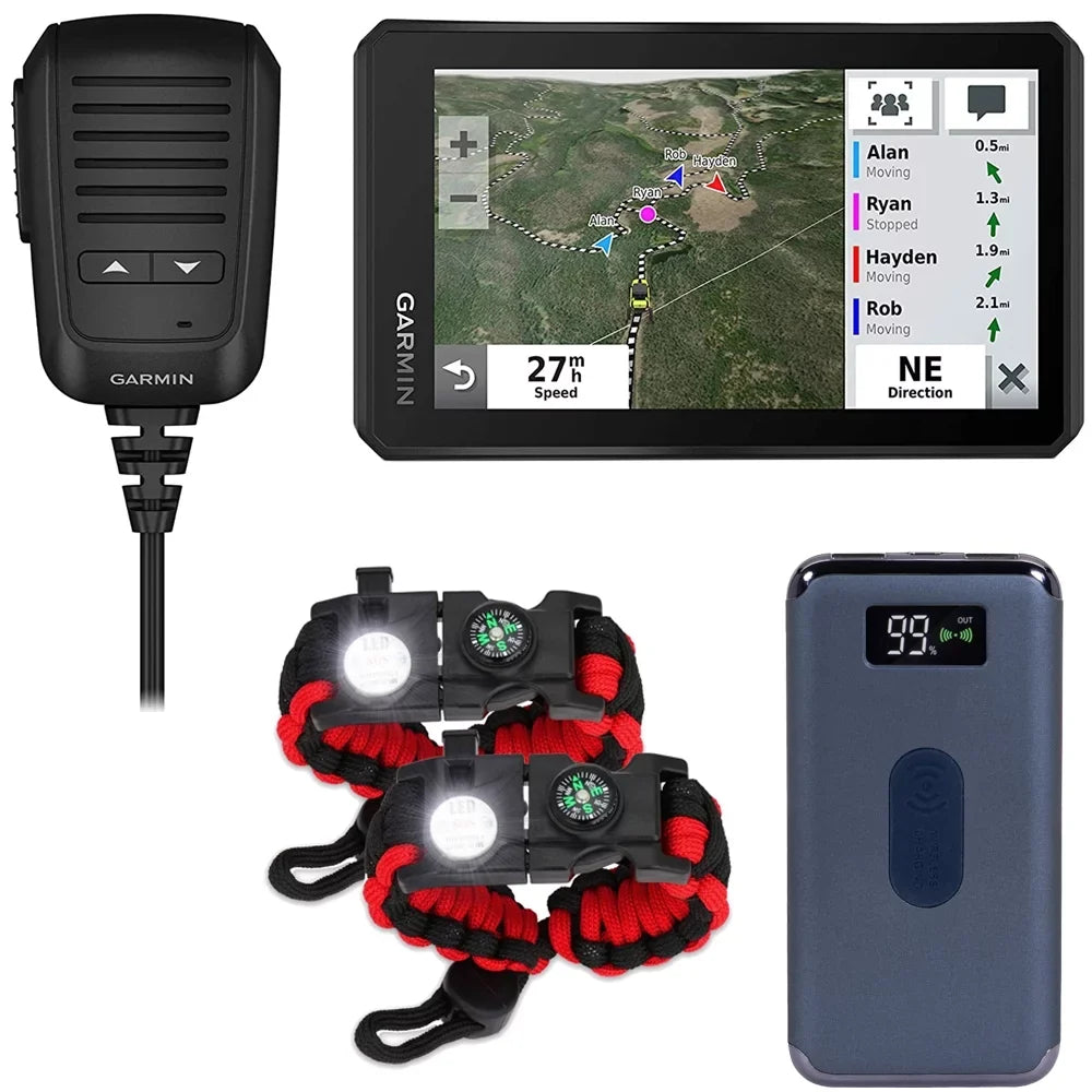 Inch Tread Deco 8000 Power Off-Road Navigator Group Bracelet and 5.5 Radio with Screen Garmin Gear Paracord 010-02406-00 2-Pack Deco Tactical Emergency Essentials with mAh Bank Powersport Bundle