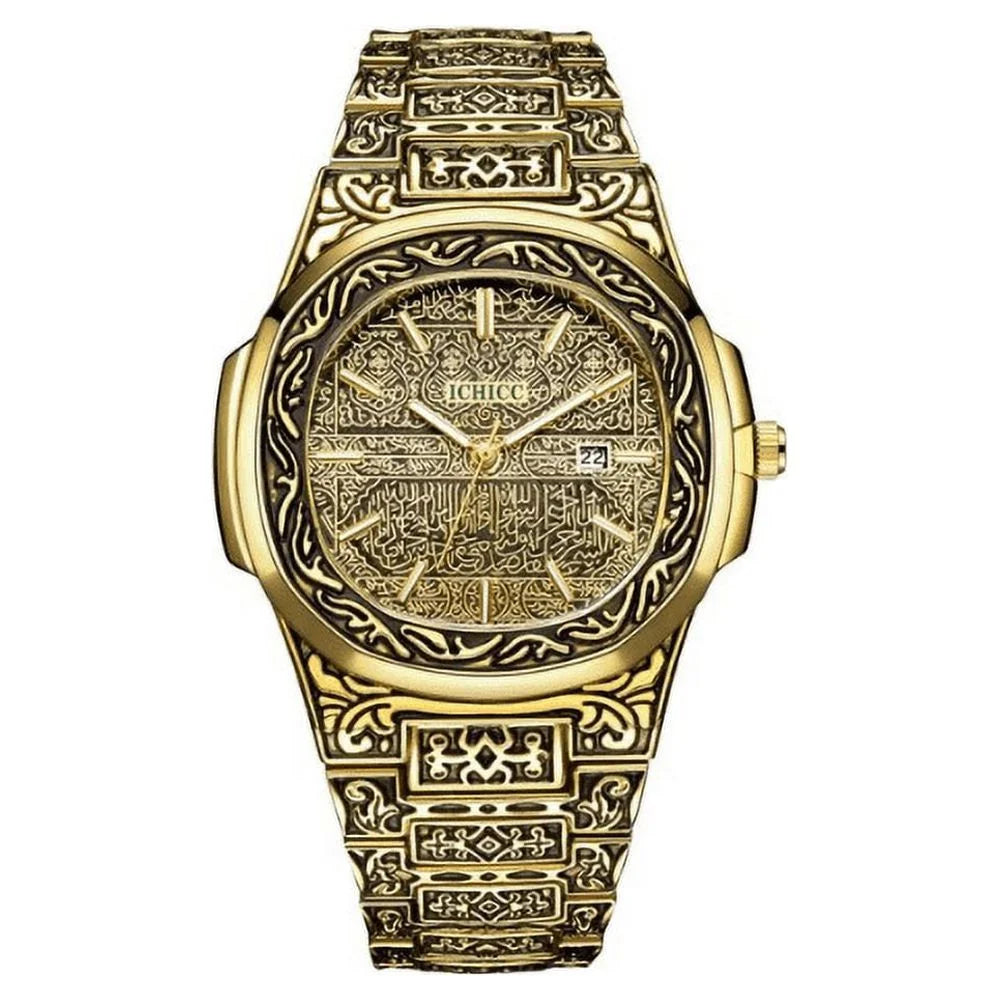 Quartz Men Wrist Watch Analogue Strap Steel Vintage Stainless Gold Watches GIFT for with Calendar