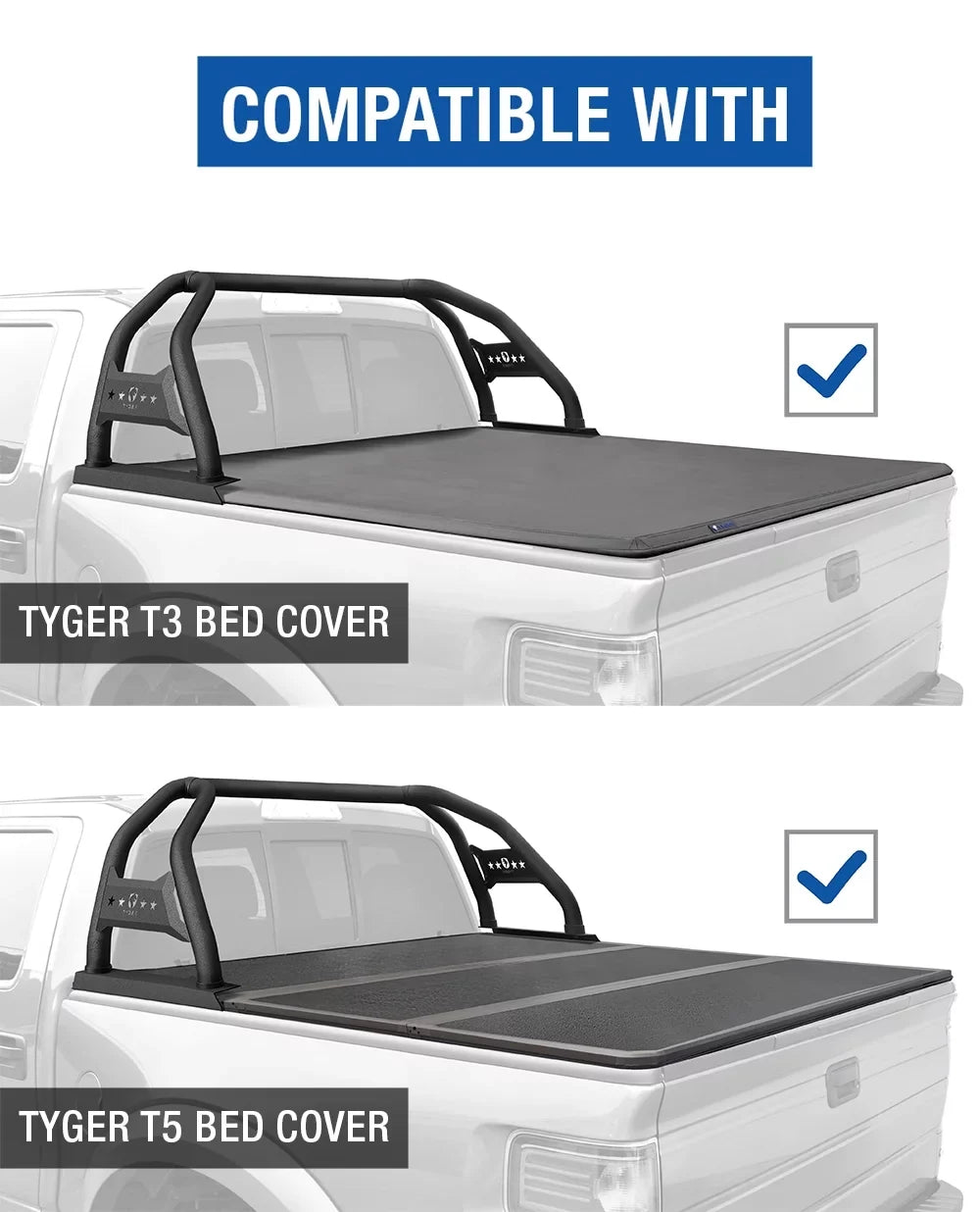 Roll Mount Black GMC | Sport Bar Textured Tyger | 2015-2024 | Light with Chevy Bar Colorado | TG-SB7C88518 Compatible Canyon Auto