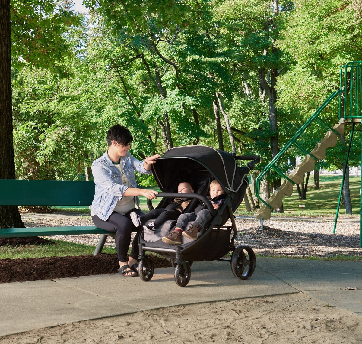 Gaggle Black/Gray Expandable Stroller Roadster Canopy, with Double