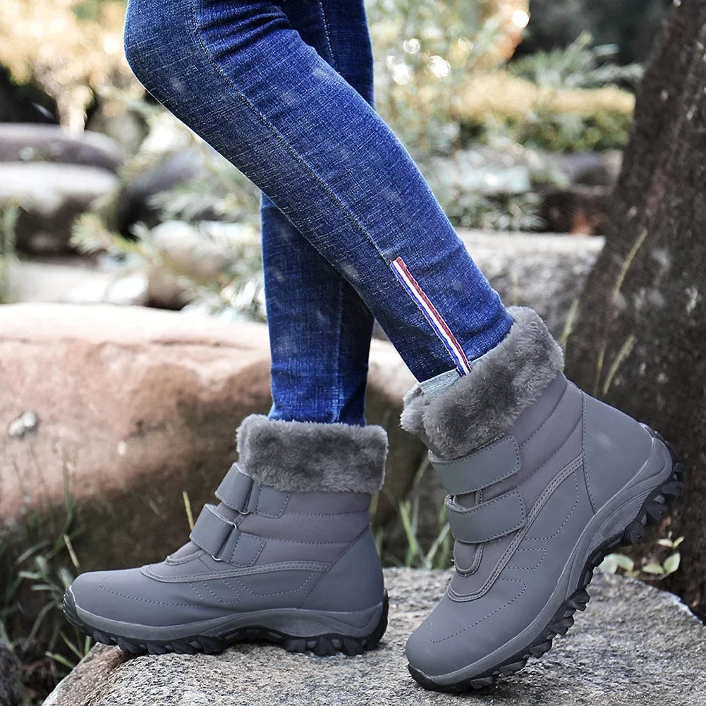 Boots and Waterproof Shoes Snow Fur Lined Hook Warm Thickened Winter Faux Loop Booties Walking Outdoor Women's
