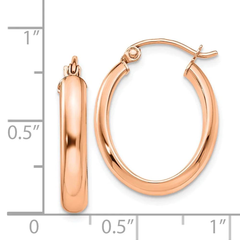 Earrings; Women Gold Oval Men Polished Real Adults Teens; Hoop Tube for 14kt Rose and and for