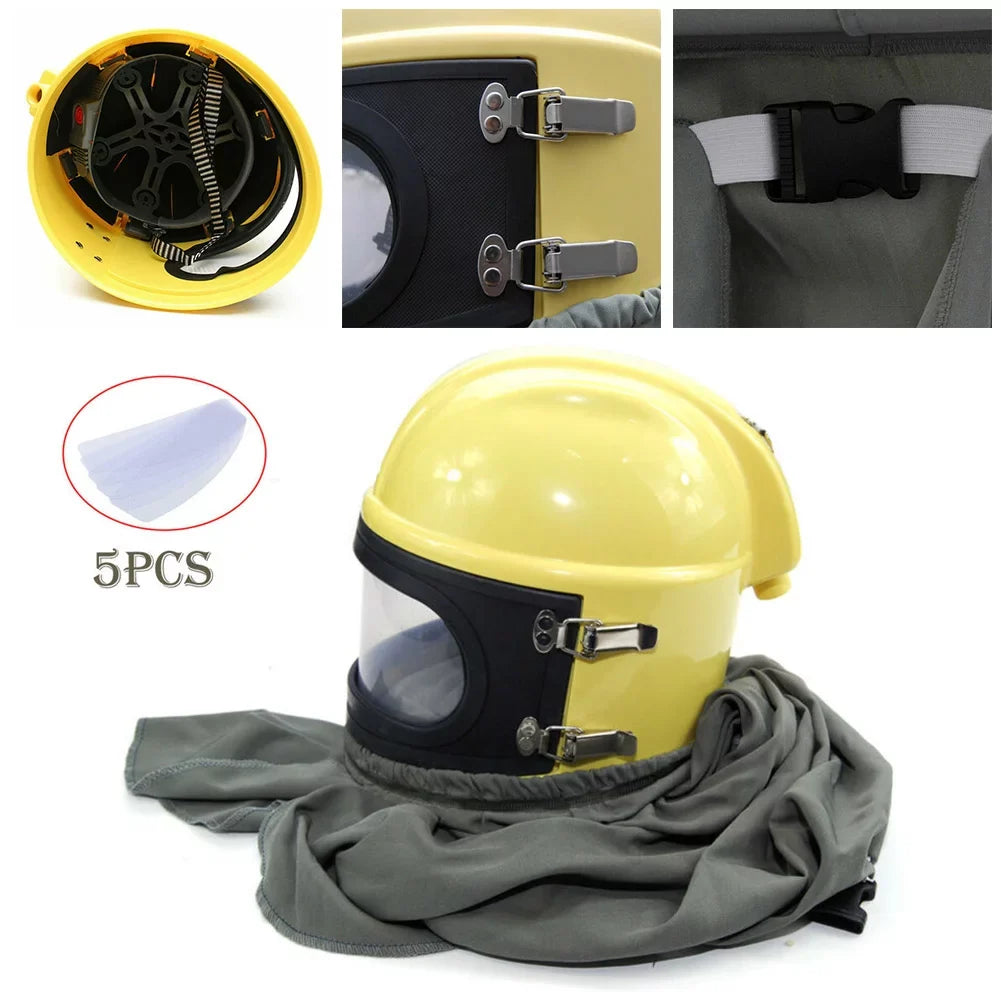 Hood Sandblast AIR Safety Helmet Supplied Protector Sand Yellow FED Blast